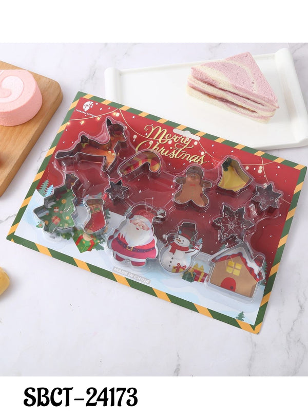 CAKE DECOR™ Stainless Steel 12 pc Assorted Christmas Cookie Cutter Set (SBCT-24173)