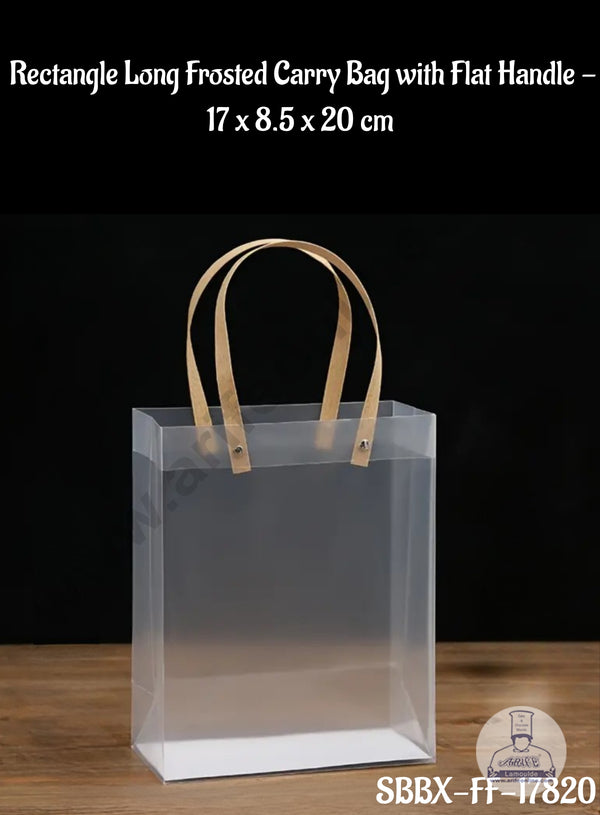CAKE DECOR™ Rectangle Long Frosted Carry Bag with Flat Handle -  17 x 8.5 x 20 cm | Gift Box | Gift Bag with Handle (1 Pcs Pack)