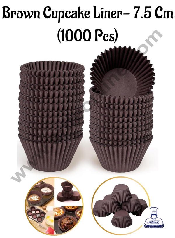 Cake Decor™ Brown Paper Cupcake Liner Cylinder Pack -  7.5 cm (1000 Pcs Roll)