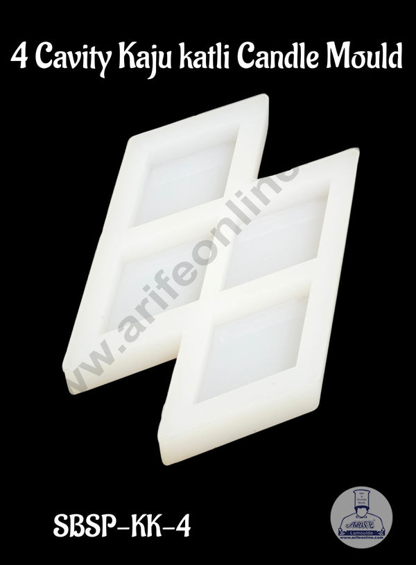 4 Cavity Kaju Katli Shape Silicon Candle Mould - 1 Piece (SBSP-KK-4) - CAKE DECOR™