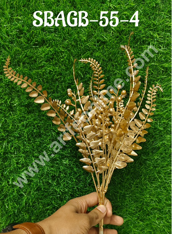 CAKE DECOR™ Artificial Gold Glittered Fern Leaf Decorative Item For Cake Decoration- 1 Stick (SBAGB-55-4)