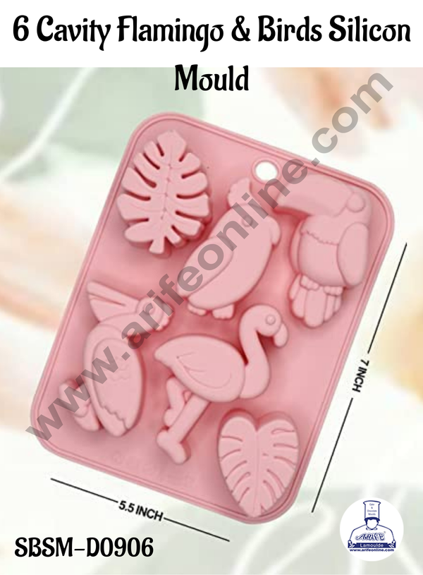 CAKE DECOR™ 6 Cavity Flamingo & Birds Silicon Mould