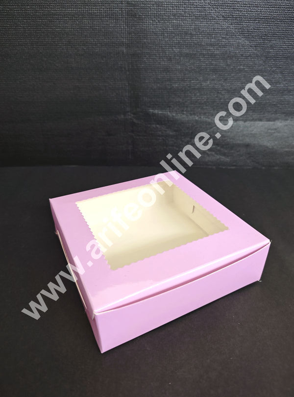 CAKE DECOR™  4 Cavity Brownie Boxes with Clear Window Pastel Lavender color  | Brownie Carriers - 10 Pcs Pack