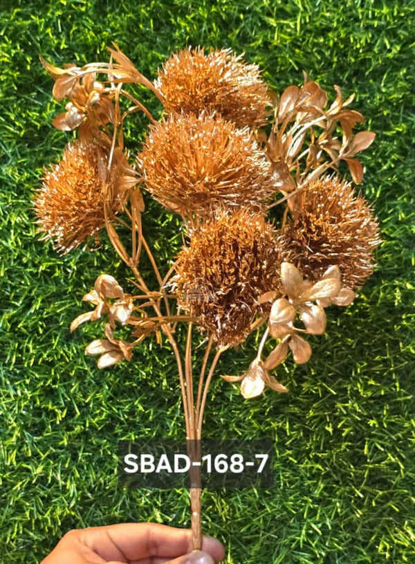 CAKE DECOR™ Gold Glitter Artificial Thistle/Pom-Pom | Decorative Item For Cake Decoration- 1 Stick (SBAD-168-7)