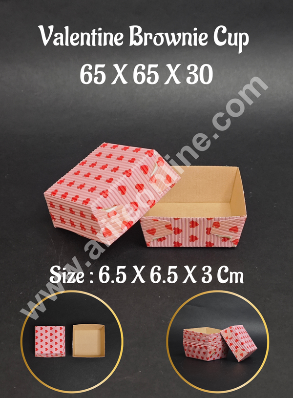 CAKE DECOR™ Valentine Brownie Cup  | Bake & Serve Paper Baking Mould (65 X 65 X 30mm)(10 Pc Pack)