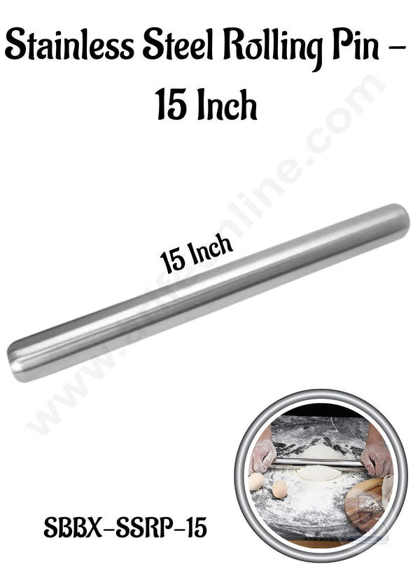 CAKE DECOR™  Adjustable Stainless Steel Rolling Pin | 15 Inch | SBBX-SSRP-15 | 1 Piece