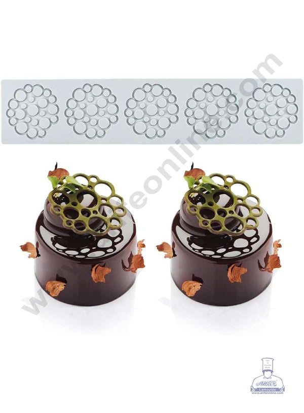 CAKE DECOR™ 5 Cavity Mini Bubble Holes Cutout Silicone Lace Mould, Cake Decorative Silicone Lace Mat Cake Baking Mat (SBSM-JSC3862)