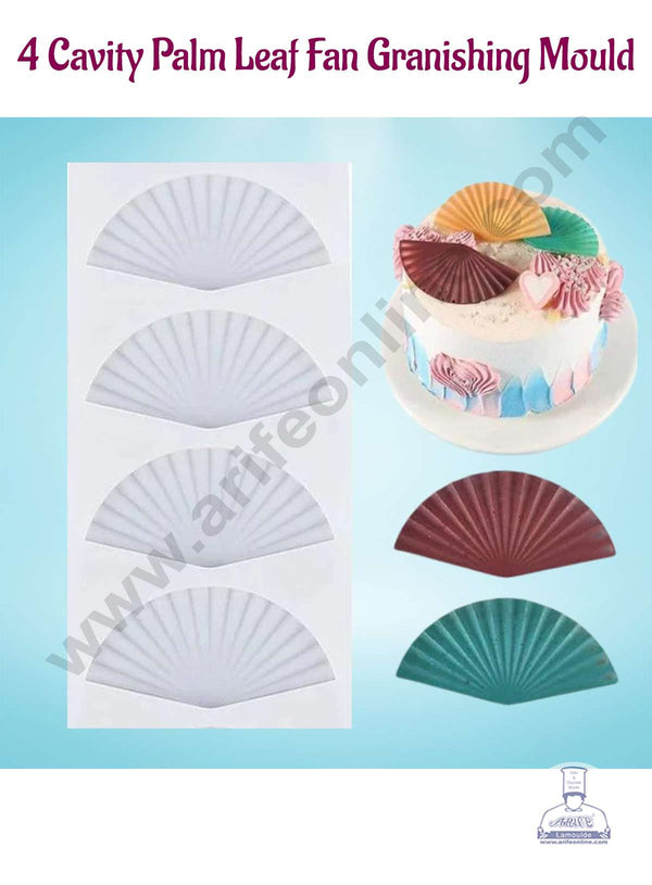 CAKE DECOR™ Silicon 4 in 1 Palm Leaf Fan Shape Chocolate Garnishing Mould Cake Insert Decoration Mould
