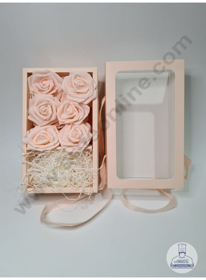 Partition Ribbon Home Rectangle Peach Sliding Hamper Box With Partition & Ribbons For ...