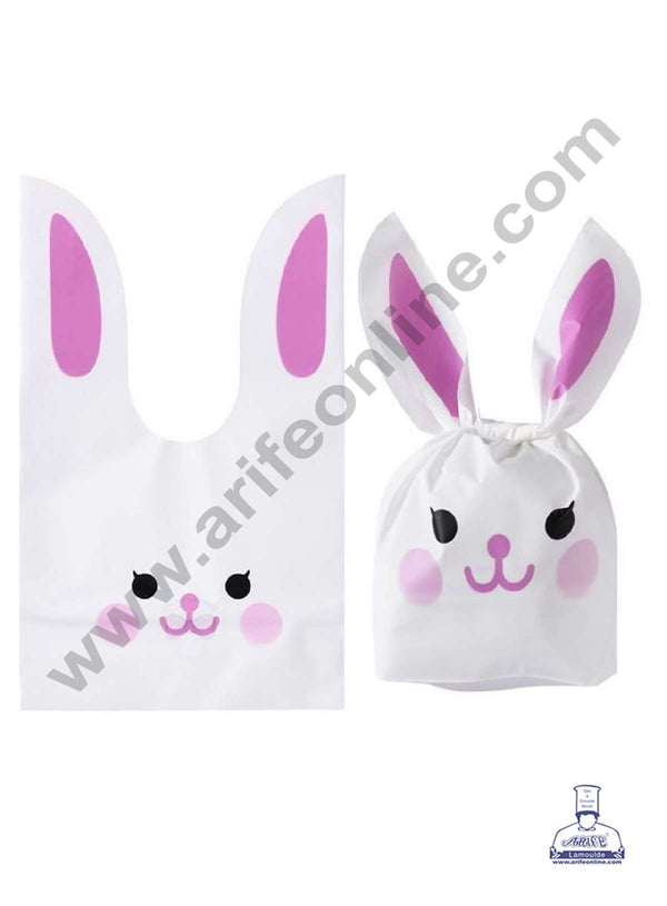 CAKE DECOR™ 10 Pcs Medium Rabbit Ear Candy Gift Bags | Cute Plastic Bunny Goodie Bags | Candy Bags for Kids