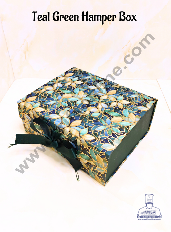 CAKE DECOR™ Teal Green Color Folding Hard Hamper Box | Gift Box | Present Box - 1 Pc