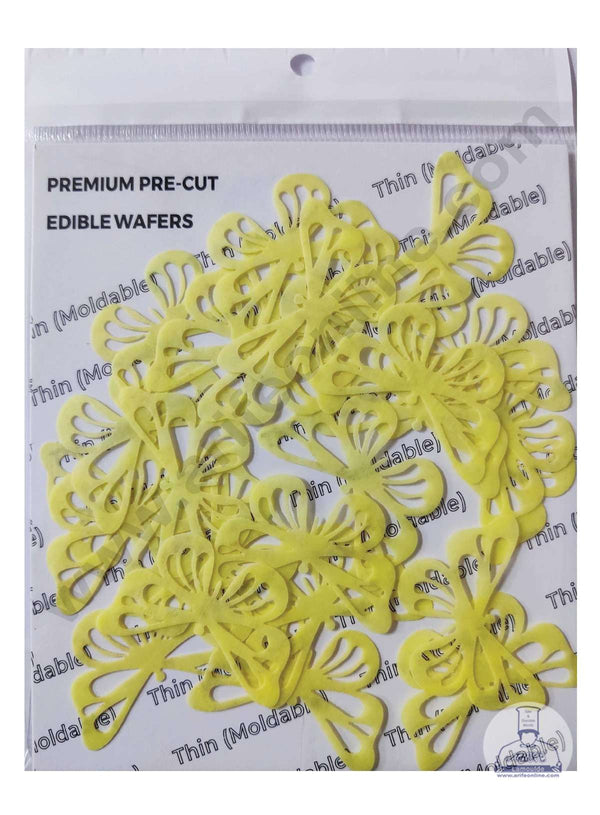 CAKE DECOR™ Edible Pre Cut Wafer Paper - Small Yellow Vector Butterflies Cake Topper - (Set of 20 pcs) WPC-506