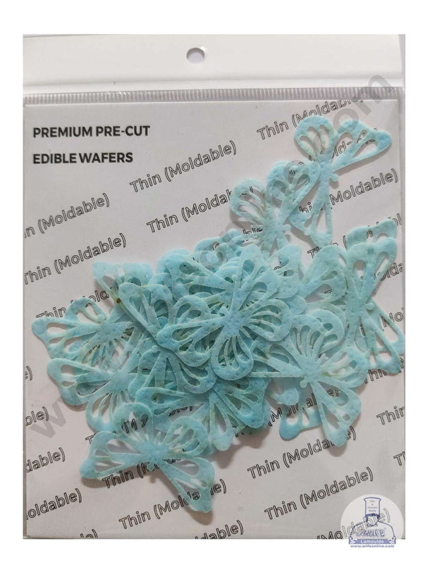 CAKE DECOR™ Edible Pre Cut Wafer Paper - Small Blue Vector Butterflies Cake Topper - (Set of 16 pcs) WPC-507