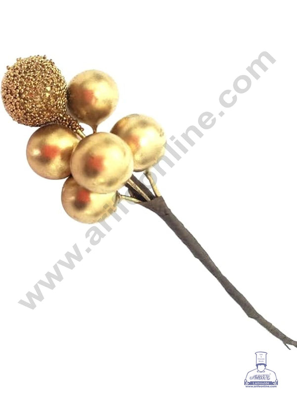 Cake Decor™  1 piece Mini Ball Bunch Artificial Flower For Cake Decoration – Gold