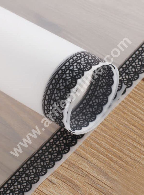 Minimal Black Laced Korean Wrapping Sheet | Premium Flower Wrapper (White)- CAKE DECOR™