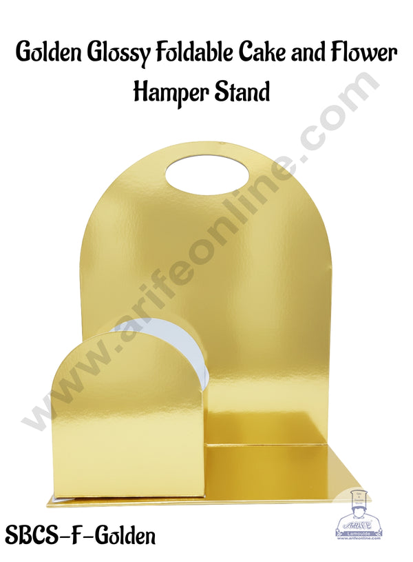Golden Glossy Foldable Cake and Flower Hamper Stand  - CAKE DECOR™