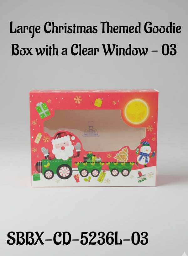 Large Christmas Themed Goodie Box with a Clear Window - 03 | 25 x 18 x 8 cm | 1 Piece - CAKE DECOR™