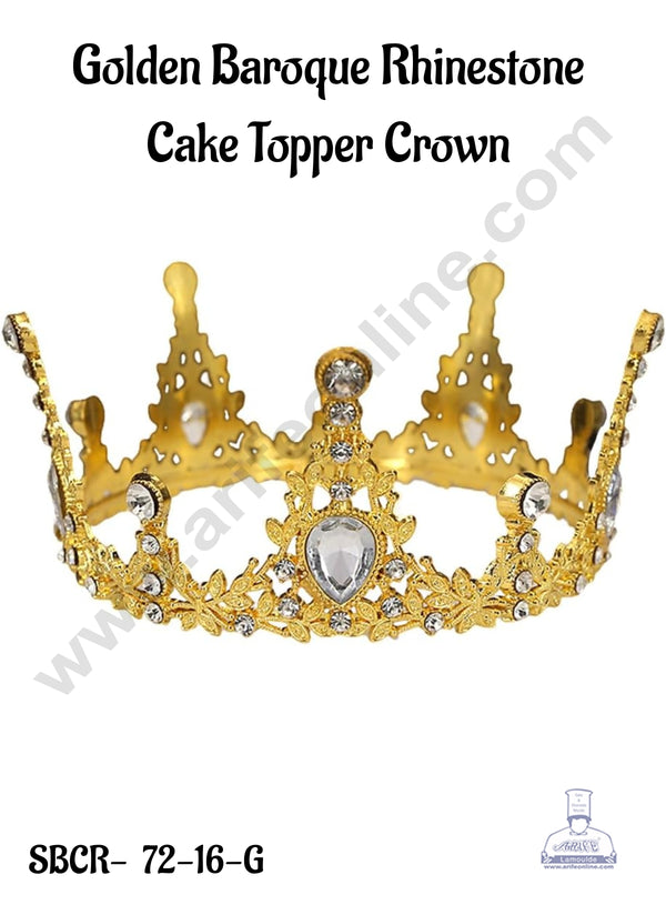 CAKE DECOR™ Golden Baroque Rhinestone  Cake Topper Crown - SBCR-72-16-G