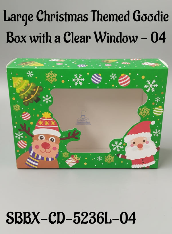 Large Christmas Themed Goodie Box with a Clear Window - 04 | 25 x 18 x 8 cm | 1 Piece - CAKE DECOR™