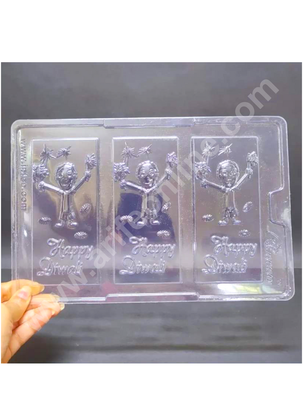 CAKE DECOR™ 3 Cavity Happy Diwali  Mould PVC Chocolate mould