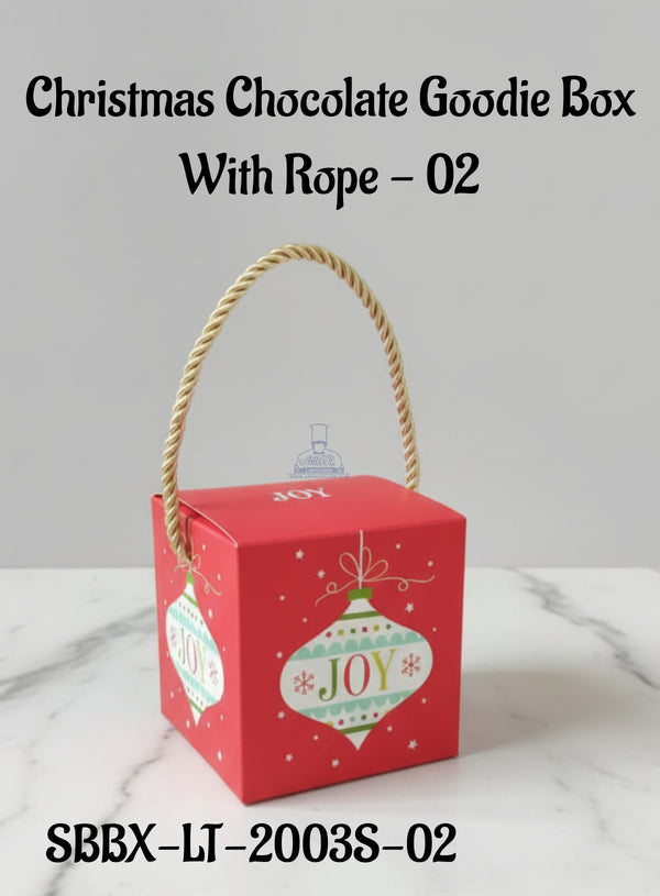Christmas Chocolate Goodie Box With Rope - 02 | 10 x 10 x 10 cm | 1 Piece - CAKE DECOR™