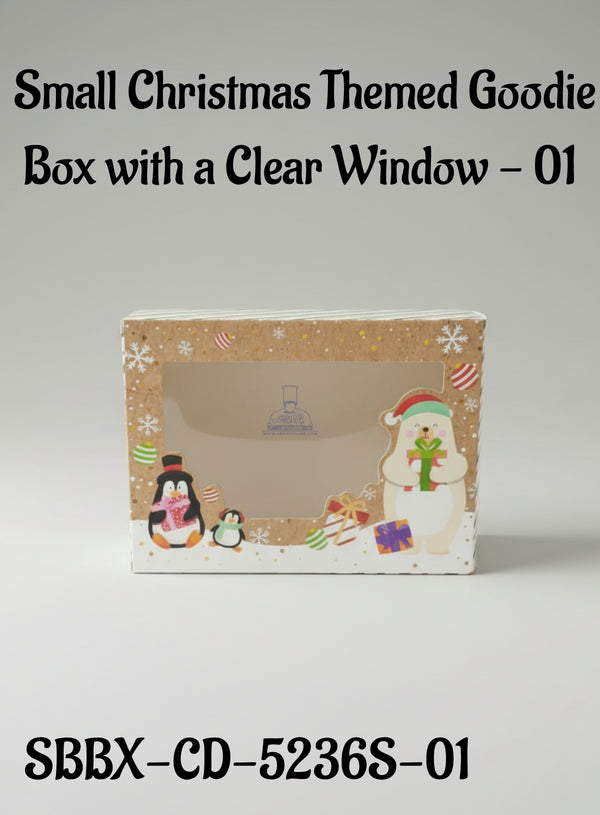 Small Christmas Themed Goodie Box with a Clear Window - 01 | 20 x 15 x 6 cm | 1 Piece - CAKE DECOR™