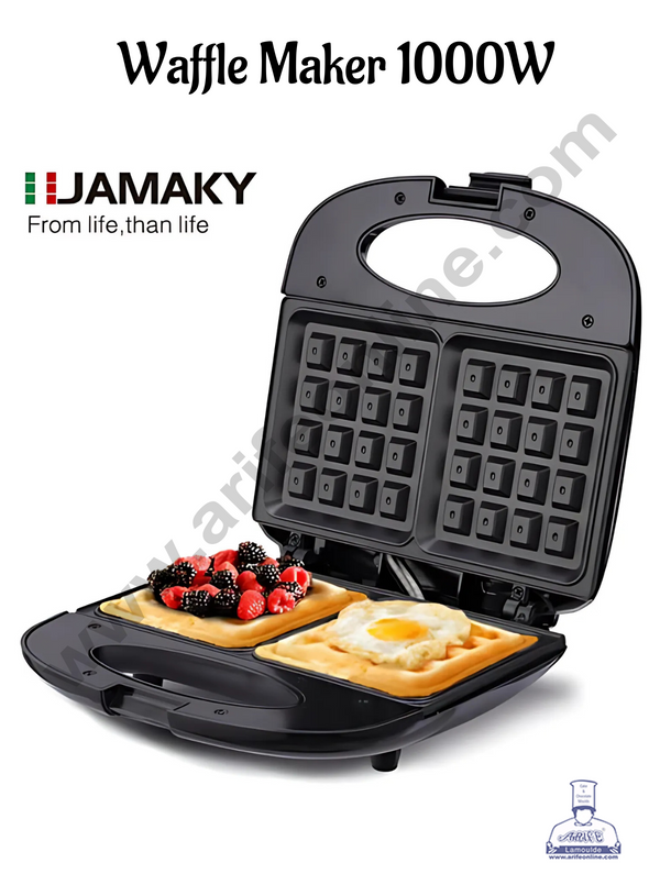 CAKE DECOR™ Jamaky 2 Slice Waffle Maker 1000W Non-Stick Waffle Iron - Model: JMK2001 (SB-JM-JMK2001)