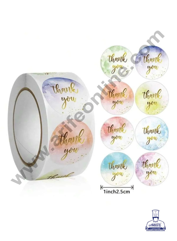 CAKE DECOR™ 1 Roll 500pcs Elegant Colorful Thank You Self Adhesive Paper Sticker Labels 25mm