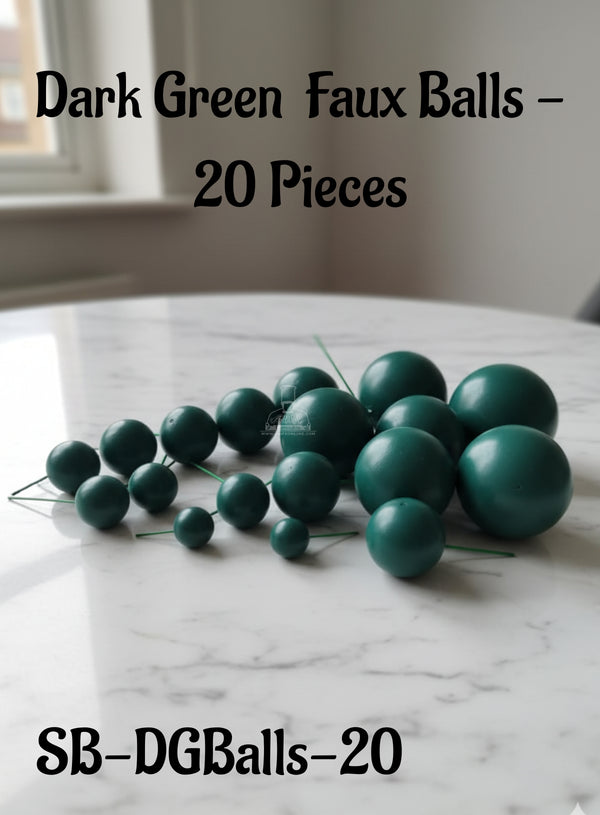CAKE DECOR™ Dark Green Faux Balls Topper For Cake and Cupcake Decoration - 20 pcs Pack
