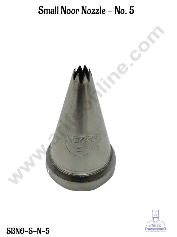 CAKE DECOR™ Small Noor Nozzle - No. 5 Open Star Piping Nozzle with Collar Ring