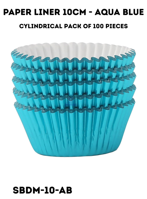 CAKE DECOR™  Aqua Blue Paper Liner For Cupcake and Muffins - Cylinder Pack 100 Pcs - 2 Inch Diameter X 1 Inch Height