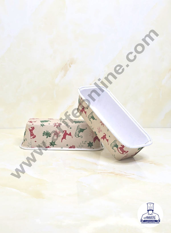 CAKE DECOR™ Bake & Serve Paper Baking Mould - Christmas Theme  Plum Cake Mould (10 Pcs Pack)(Design-06)