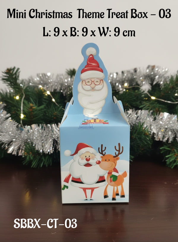 CAKE DECOR™ Mini Christmas Theme Treat Box - 03 | L: 9 x B: 9 x W: 9 cm |Gift Box | Candy Box | Cookies Box | Sweet Treats Box| SBBX-CT-01 (10 Pcs Pack)