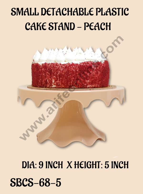 CAKE DECOR™ Small Detachable Plastic Cake Stand Drop Shaped| Cupcake Stand | Display Stand - Peach