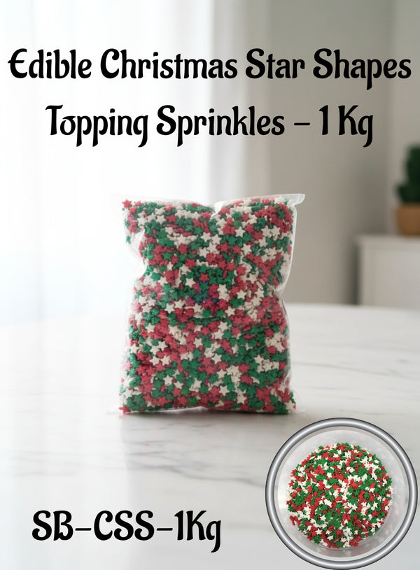 CAKE DECOR™ Edible Christmas Star Shapes Topping Sprinkles - 1 Kg