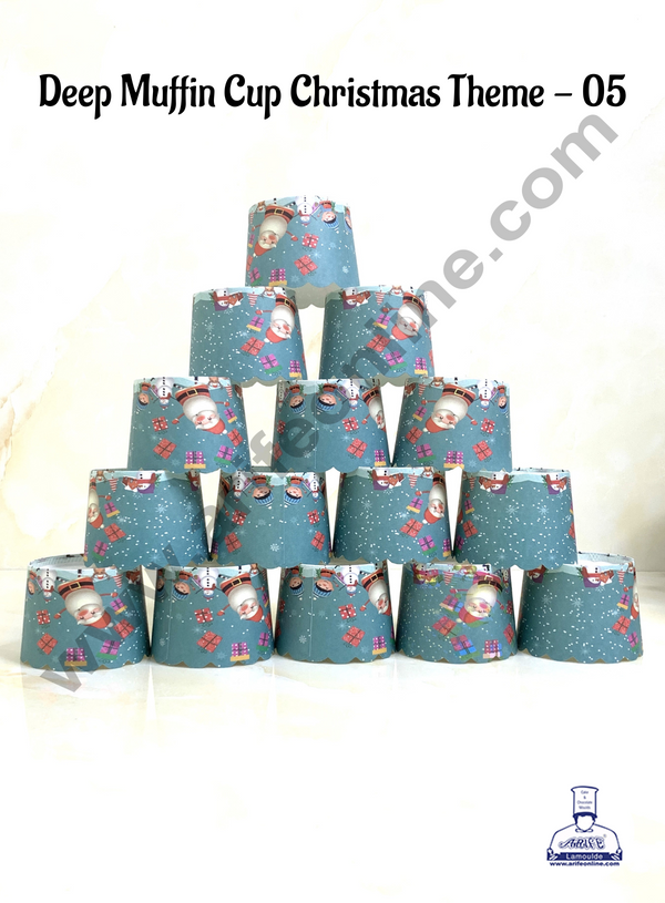 CAKE DECOR™ Deep Muffin Cup Christmas Theme | Muffin Cupcake Liners (50Pcs Pack) Design-05