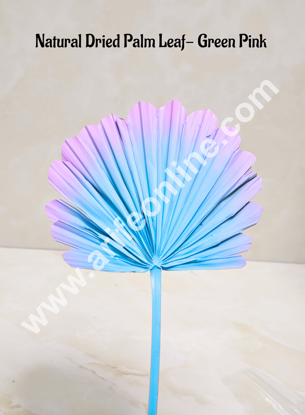 Cake Decor Natural Palm Leaf For Cake Decoration - Green Pink  (1 pc pack)