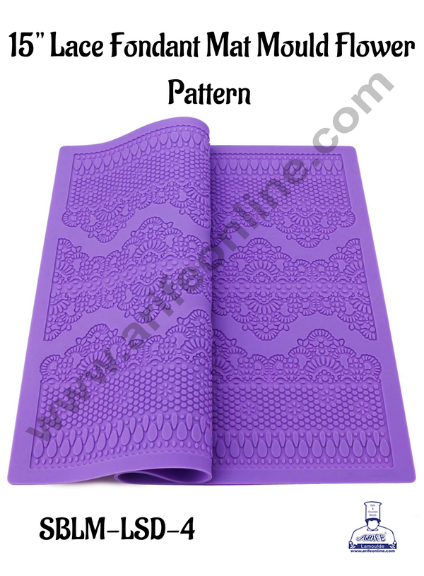 Cake Decor Silicone Cake Border 15" Lace Fondant Mat Mould Flower Pattern  Cake Decorating Tools Baking Mat