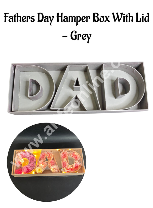 Elegant Fathers Day DAD Monogram Flower Gift Box with Transparent Lid (Grey) - CAKE DECOR™