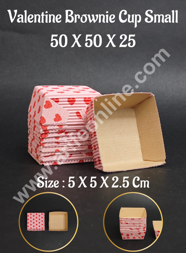 CAKE DECOR™ Small Valentine Brownie Cup  | Bake & Serve Paper Baking Mould (50 X 50 X 25 mm)(10 Pc Pack)