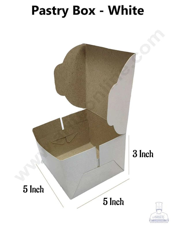 CAKE DECOR™ White Pastry Box - 5x5x3( Pack of 10 Pcs )