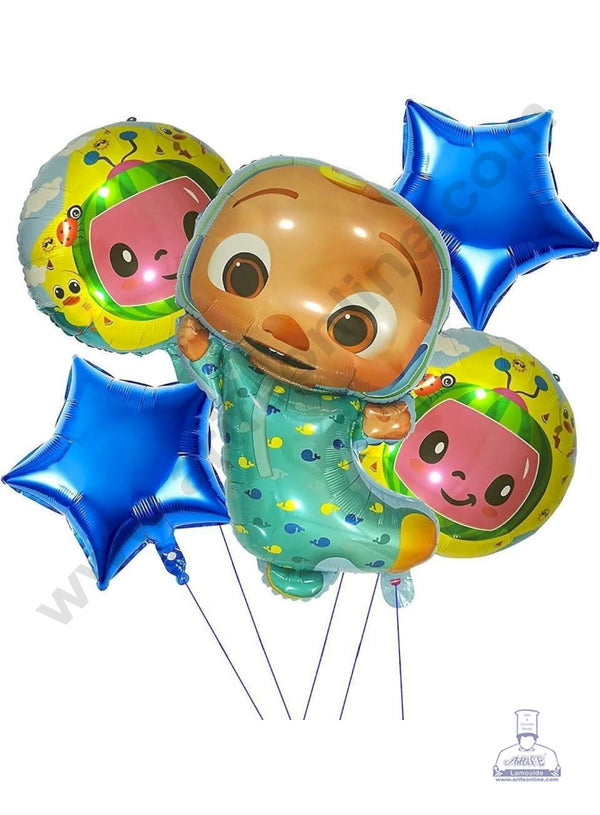 CAKE DECOR™ Cocomelon Theme Foil Balloons | Party Decoration - (5 Pcs Pack)