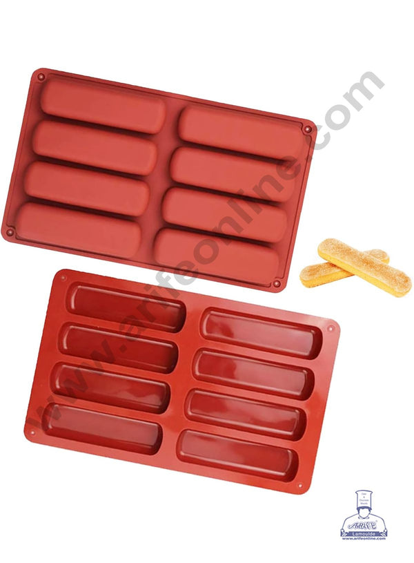 CAKE DECOR™ 8 Cavity Stick Shape Silicon Mould | Finger Biscuit Silicone Mould