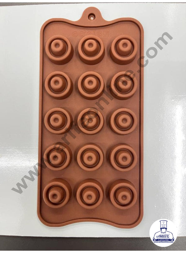 Cake Decor Silicon 15 Cavity Circle Shape Brown Chocolate Mould, Ice Mould, Chocolate Decorating Mould