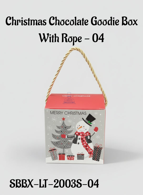 Christmas Chocolate Goodie Box With Rope - 04 | 10 x 10 x 10 cm | 1 Piece - CAKE DECOR™