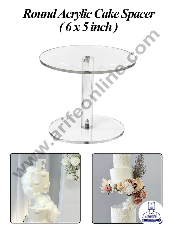 CAKE DECOR™ Round Acrylic Cake Spacer | Multi-Style Spacer | Dessert Display Stand - ( 6" x 5")