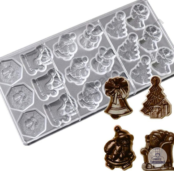 CAKE DECOR™ 18 Cavity Assorted Christmas Polycarbonate Chocolate Mold│SB-2084│