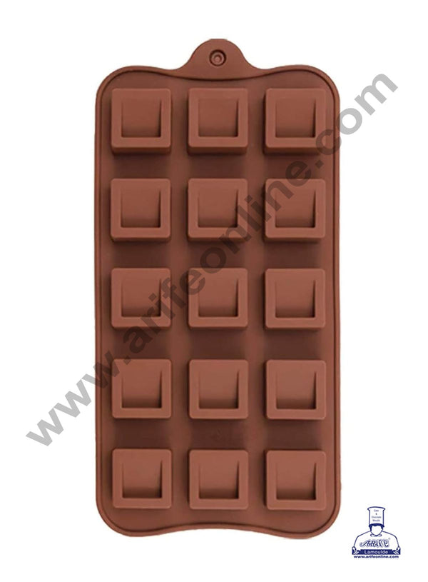 Cake Decor 15 Cavity Square Design Brown Silicone Chocolate Mould