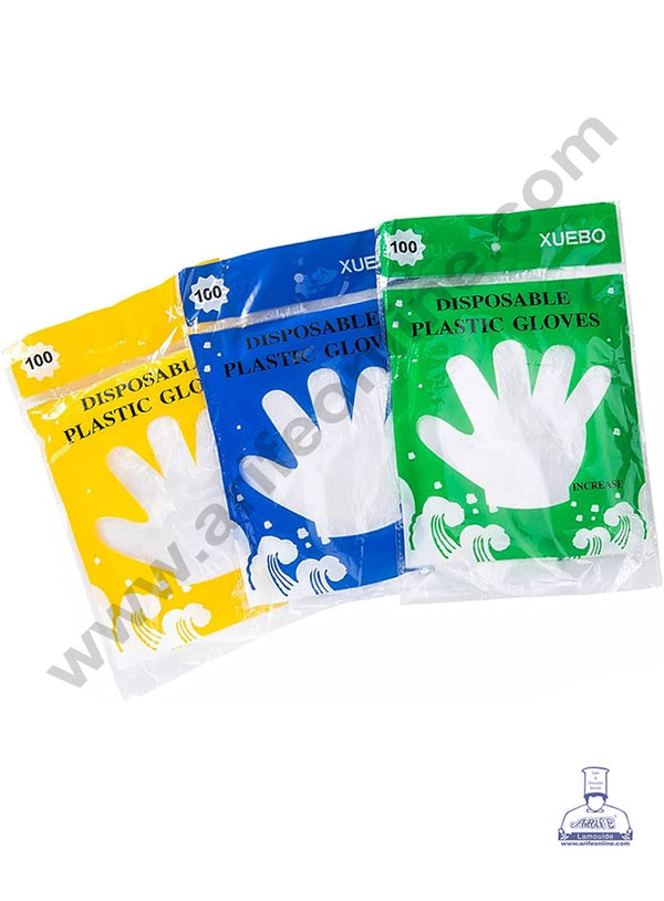 CAKE DECOR™ Disposable Plastic Gloves for Home, Kitchen, Cooking Cleaning ( 1 Pack )