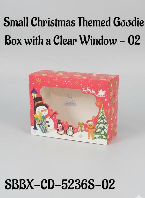 Small Christmas Themed Goodie Box with a Clear Window - 02 | 20 x 15 x 6 cm | 1 Piece - CAKE DECOR™